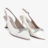 Capollini Wedding Guest Shoes | Mother Of The Bride Shoes*Sabrina Leather Slingback Kitten Heels Porcelain