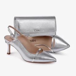 Capollini Wedding Guest Bags | Occasion Handbags*Leather Clutch Bag Silver