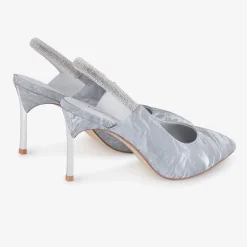 Capollini Party Shoes | Wedding Guest Shoes*Sophia Grey Nubuck Leather Diamante Slingback Stilettos Moonlight Grey