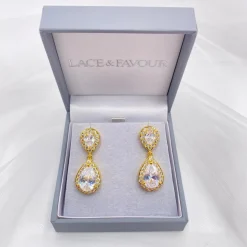 Lace & Favour Bridesmaid Gifts | Crystal Jewellery*Celeste Chic Crystal Embellished Wedding Earrings Gold