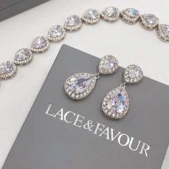 Lace & Favour Silver Prom Jewellery | Prom Earrings*Celeste Chic Crystal Embellished Wedding Earrings Silver