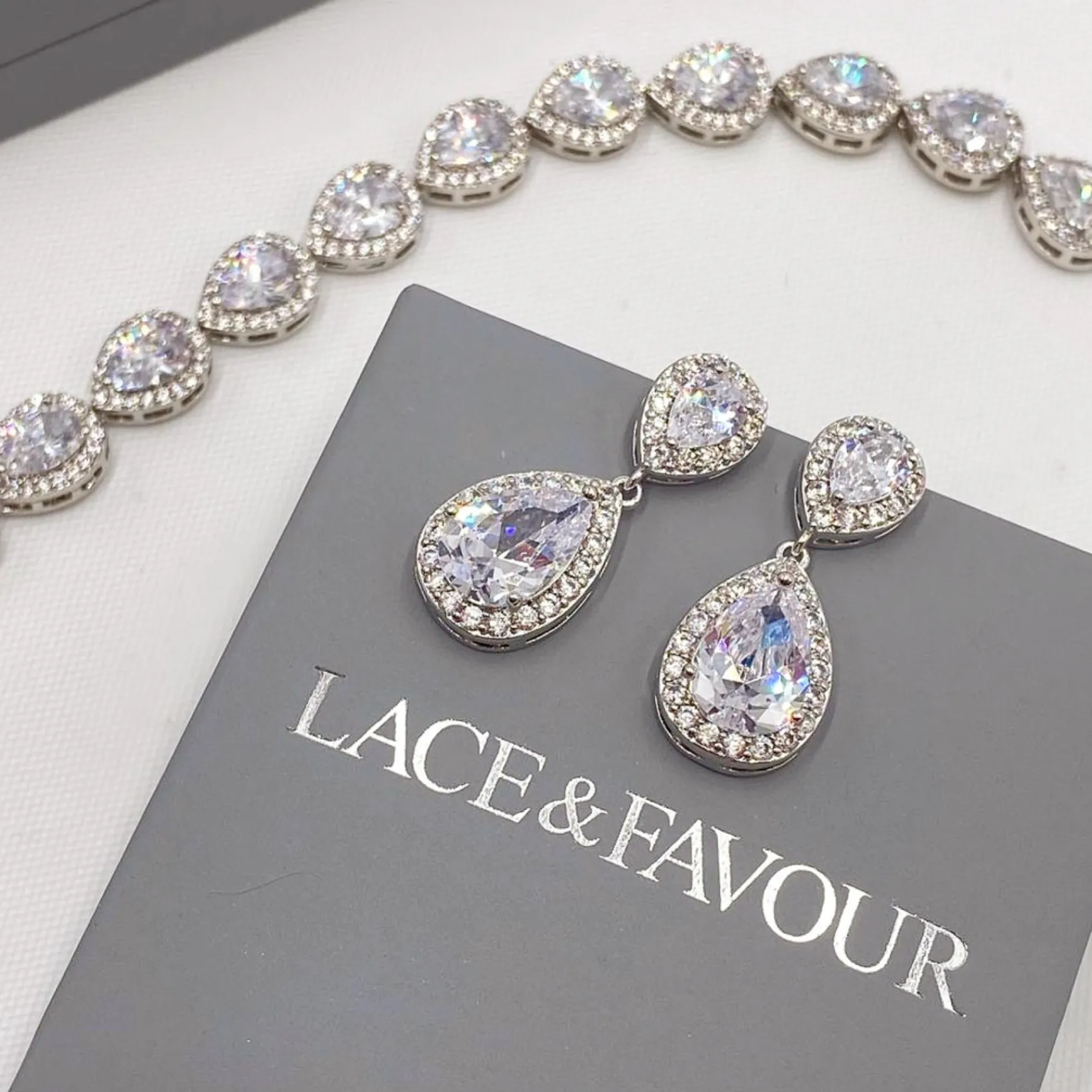 Lace & Favour Silver Prom Jewellery | Prom Earrings*Celeste Chic Crystal Embellished Wedding Earrings Silver