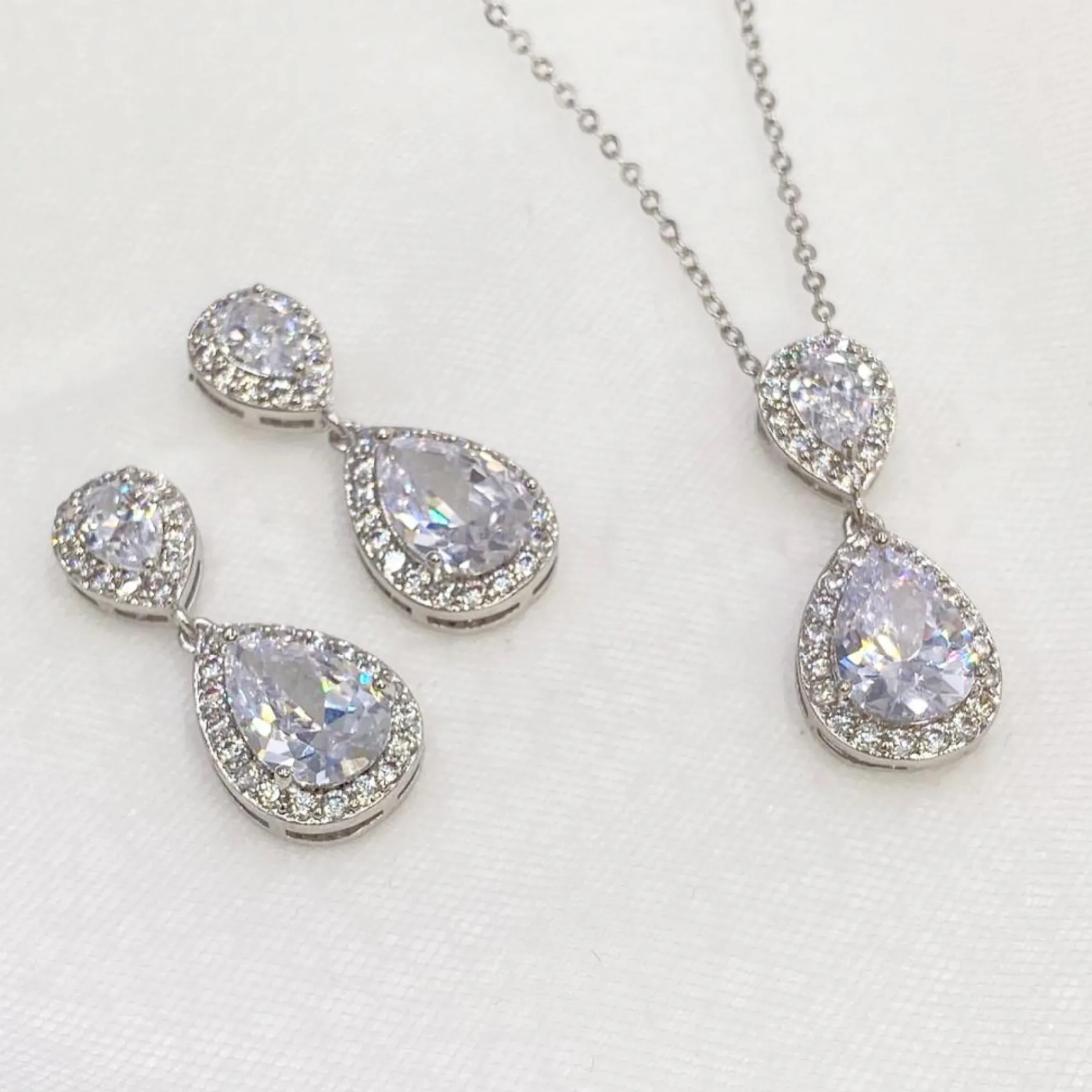 Lace & Favour Silver Prom Jewellery | Prom Jewellery Sets*Celeste Silver Crystal Embellished Wedding Jewellery Set