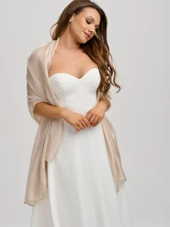 Poirier Wedding Capes & Wraps | Wedding Guest Jackets & Cover Ups*Lightweight Wedding Shawl Champagne