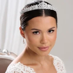 Lace & Favour Crystal Hair Accessories | Silver Hair Accessories*Chandelier Classic Cubic Zirconia Wedding Tiara Silver