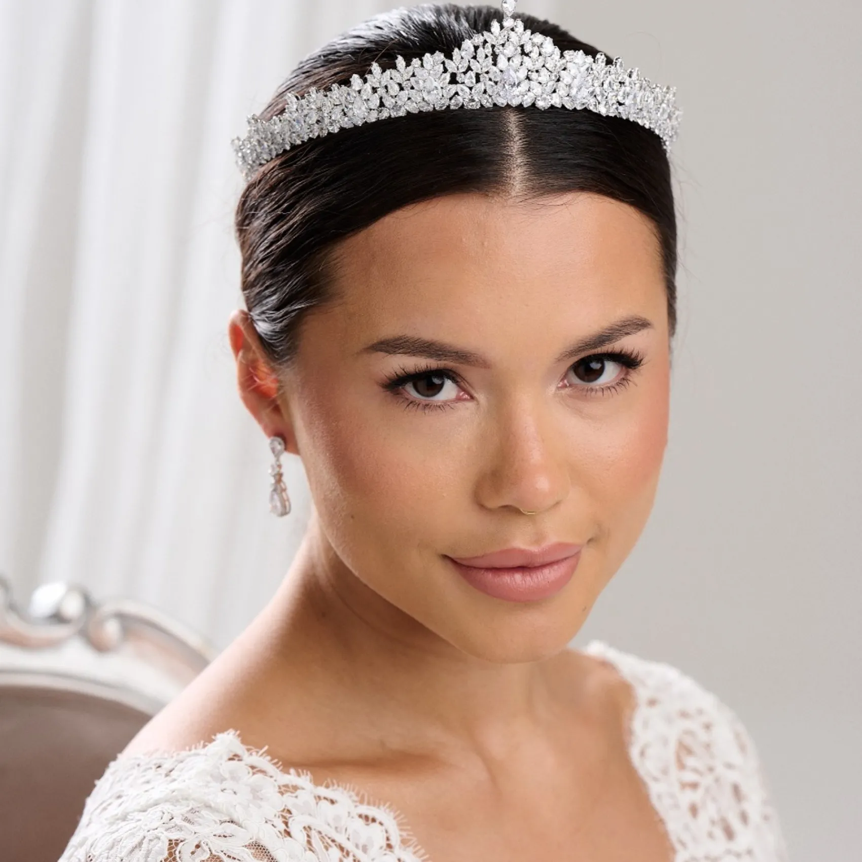 Lace & Favour Crystal Hair Accessories | Silver Hair Accessories*Chandelier Classic Cubic Zirconia Wedding Tiara Silver