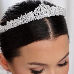 Lace & Favour Crystal Hair Accessories | Silver Hair Accessories*Chandelier Classic Cubic Zirconia Wedding Tiara Silver