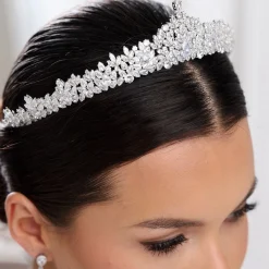 Lace & Favour Crystal Hair Accessories | Silver Hair Accessories*Chandelier Classic Cubic Zirconia Wedding Tiara Silver