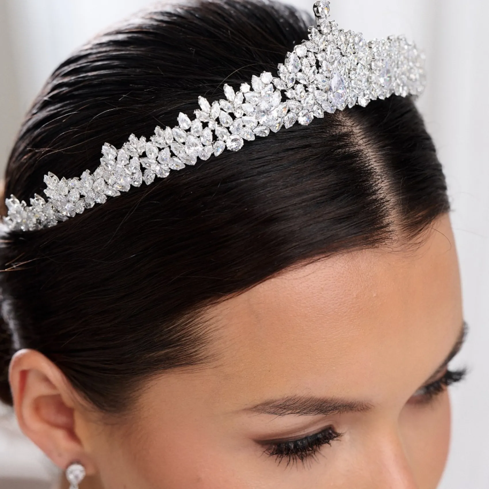 Lace & Favour Crystal Hair Accessories | Silver Hair Accessories*Chandelier Classic Cubic Zirconia Wedding Tiara Silver