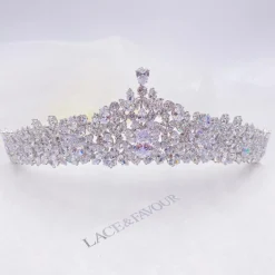 Lace & Favour Crystal Hair Accessories | Silver Hair Accessories*Chandelier Classic Cubic Zirconia Wedding Tiara Silver