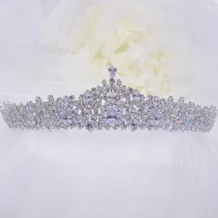 Lace & Favour Crystal Hair Accessories | Silver Hair Accessories*Chandelier Classic Cubic Zirconia Wedding Tiara Silver