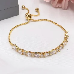 Lace & Favour Gold Prom Jewellery | Prom Bracelets*Charlee Chic Cubic Zirconia Wedding Bracelet (Gold)