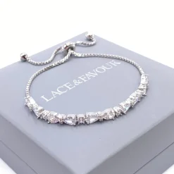 Lace & Favour Silver Prom Jewellery | Prom Bracelets*Charlee Chic Cubic Zirconia Wedding Bracelet (Silver)
