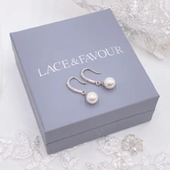 Lace & Favour Bridesmaid Gifts | Pearl Jewellery*Chloe Dainty Pearl Drop Wedding Earrings Ivory/ Silver