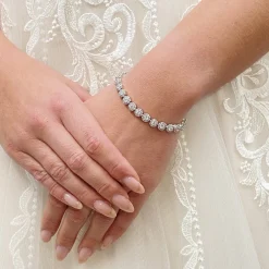 Lace & Favour Silver Prom Jewellery | Prom Bracelets*Claverley Round Crystal Embellished Wedding Bracelet Silver