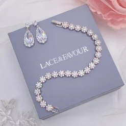 Lace & Favour Silver Prom Jewellery | Prom Bracelets*Claverley Round Crystal Embellished Wedding Bracelet Silver