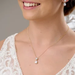 Lace & Favour Gold Prom Jewellery | Prom Jewellery Sets*Cleo Gold Teardrop Cubic Zirconia Wedding Jewellery Set