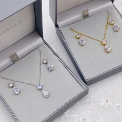 Lace & Favour Gold Prom Jewellery | Prom Jewellery Sets*Cleo Gold Teardrop Cubic Zirconia Wedding Jewellery Set