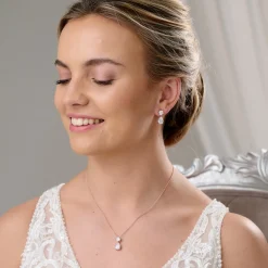 Lace & Favour Bridesmaid Gifts | Bride Gifts*Cleo Rose Gold Teardrop Cubic Zirconia Wedding Jewellery Set