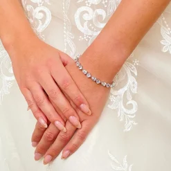Lace & Favour Silver Prom Jewellery | Prom Bracelets*Connaught Dainty Cubic Zirconia Wedding Bracelet (Silver)