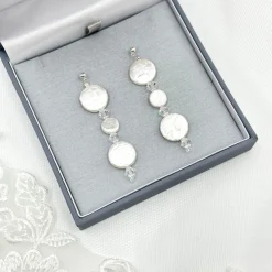 Beads & Beyond Pearl Jewellery | Silver Wedding Jewellery*Connie Long Freshwater Coin Pearl Earrings Ivory/ Silver