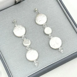 Beads & Beyond Pearl Jewellery | Silver Wedding Jewellery*Connie Long Freshwater Coin Pearl Earrings Ivory/ Silver