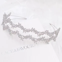 Lace & Favour Prom Headbands & Tiaras | Crystal Hair Accessories*Cortez Duo Cubic Zirconia Double Headband Silver