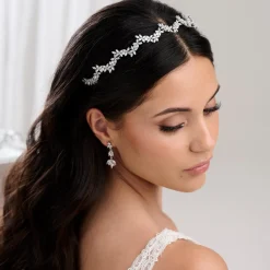 Lace & Favour Prom Headbands & Tiaras | Crystal Hair Accessories*Cortez Dainty Cubic Zirconia Wedding Headband Silver