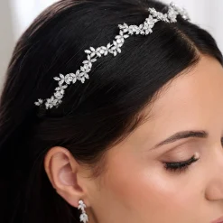 Lace & Favour Prom Headbands & Tiaras | Crystal Hair Accessories*Cortez Dainty Cubic Zirconia Wedding Headband Silver