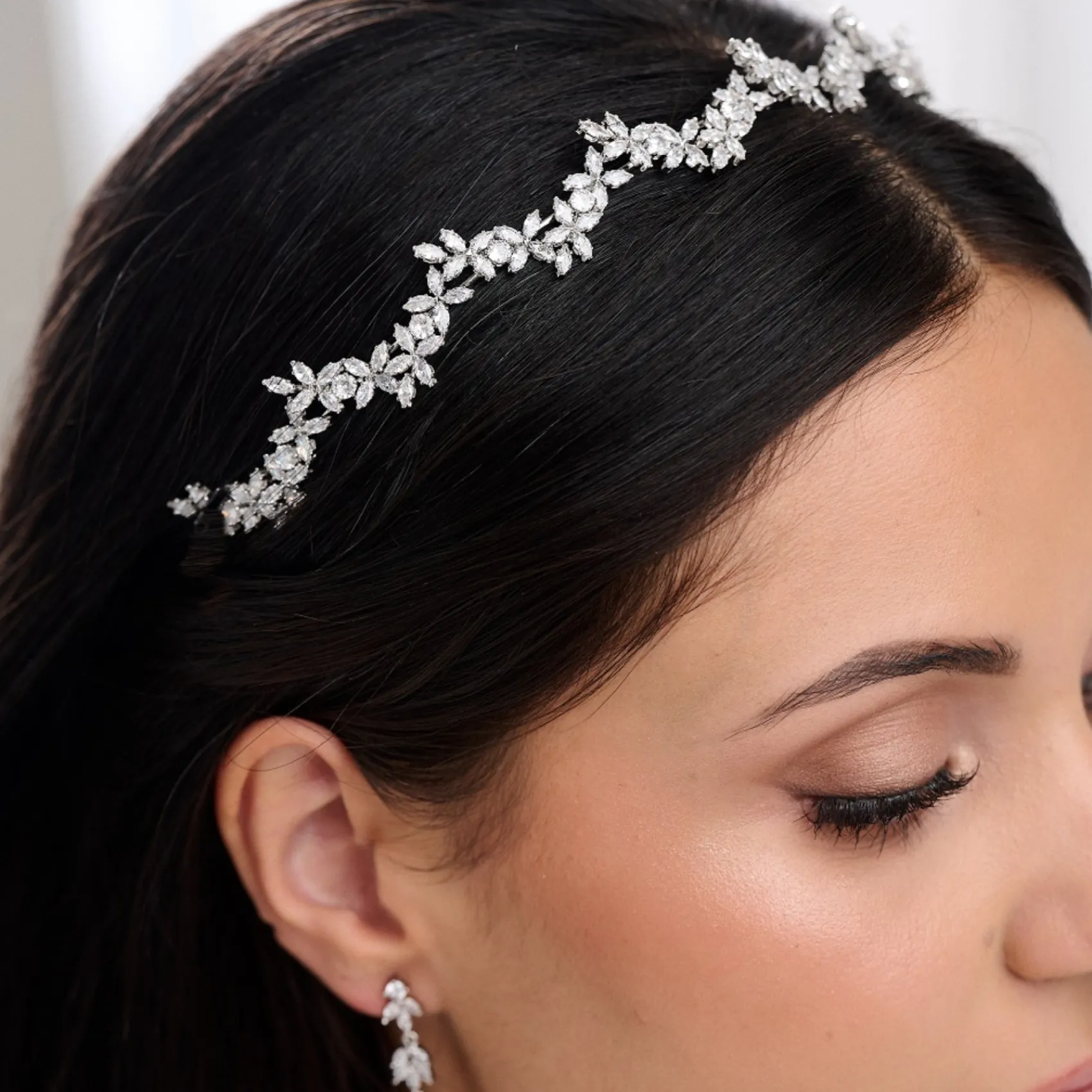 Lace & Favour Prom Headbands & Tiaras | Crystal Hair Accessories*Cortez Dainty Cubic Zirconia Wedding Headband Silver