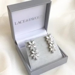 Lace & Favour Silver Prom Jewellery | Prom Earrings*Cosmos Statement Crystal Wedding Earrings Silver