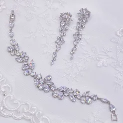 Lace & Favour Silver Prom Jewellery | Prom Earrings*Cuba Long Drop Cubic Zirconia Earrings Silver