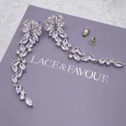 Lace & Favour Silver Prom Jewellery | Prom Earrings*Cuba Long Drop Cubic Zirconia Earrings Silver