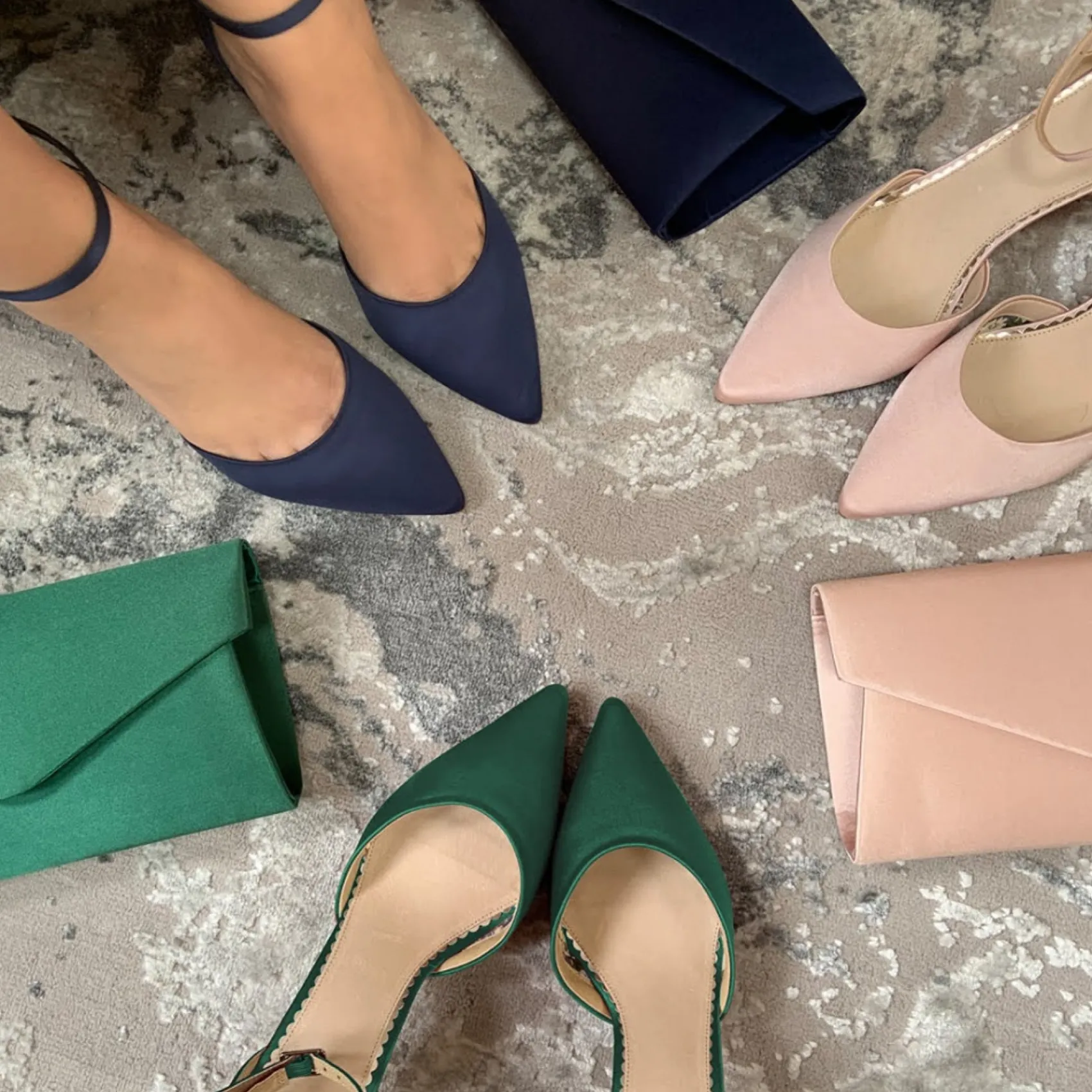 Perfect Bridal Wedding Guest Shoes | Mother Of The Bride Shoes*Daniella Navy Satin Mid Heel Ankle Strap Court Shoes Midnight