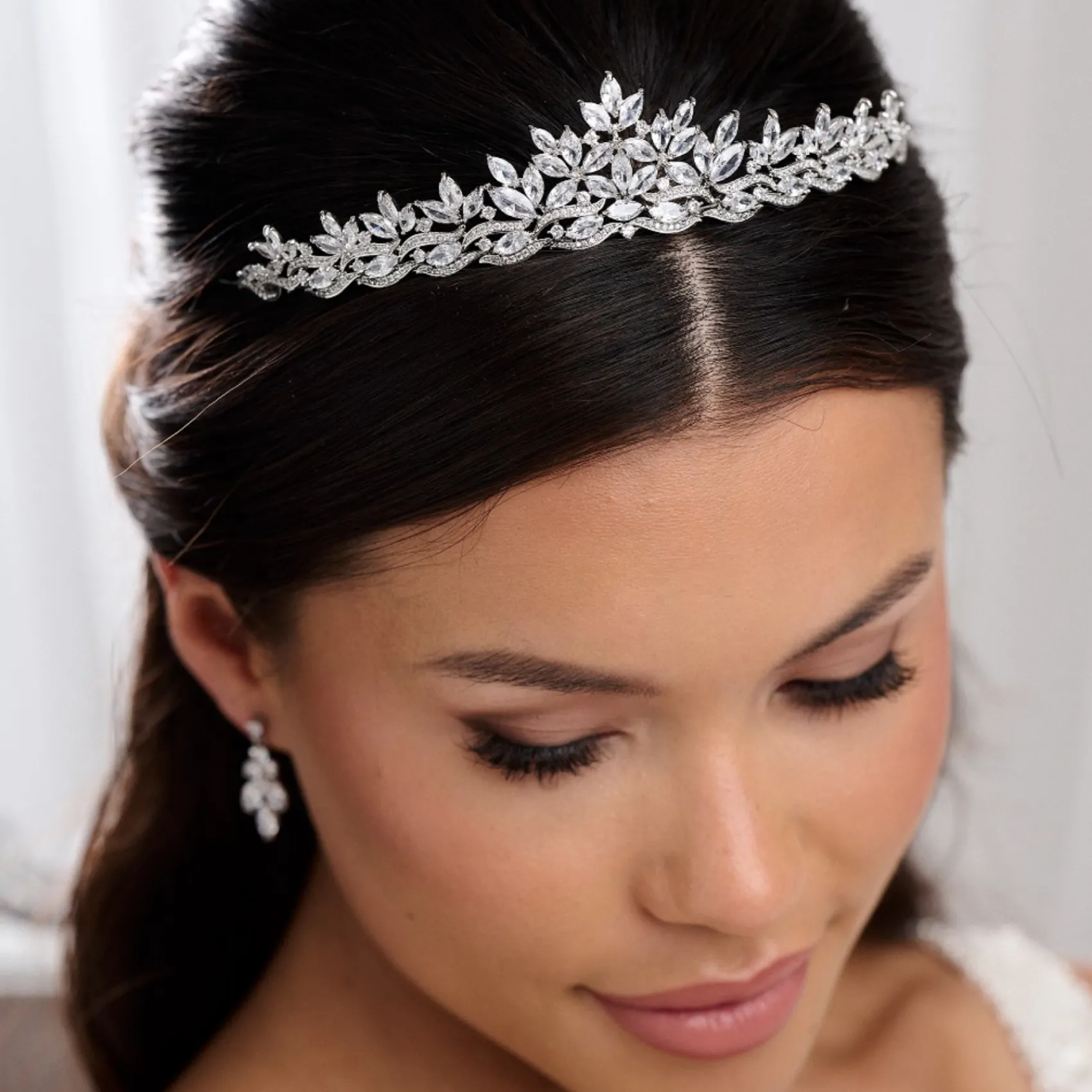 Lace & Favour Prom Headbands & Tiaras | Crystal Hair Accessories*Debutante Classic Cubic Zirconia Crystal Bridal Tiara Silver