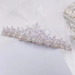Lace & Favour Prom Headbands & Tiaras | Crystal Hair Accessories*Debutante Classic Cubic Zirconia Crystal Bridal Tiara Silver