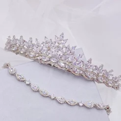 Lace & Favour Prom Headbands & Tiaras | Crystal Hair Accessories*Debutante Classic Cubic Zirconia Crystal Bridal Tiara Silver