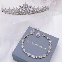Lace & Favour Prom Headbands & Tiaras | Crystal Hair Accessories*Debutante Classic Cubic Zirconia Crystal Bridal Tiara Silver