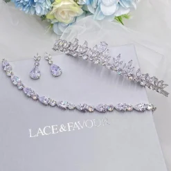 Lace & Favour Prom Headbands & Tiaras | Crystal Hair Accessories*Decadence Low Cubic Zirconia Leaves Wedding Tiara Silver