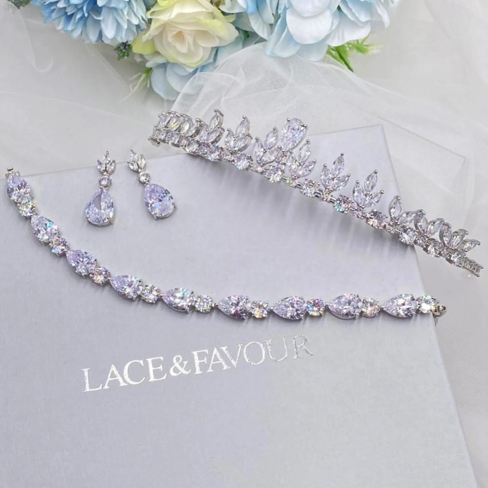 Lace & Favour Prom Headbands & Tiaras | Crystal Hair Accessories*Decadence Low Cubic Zirconia Leaves Wedding Tiara Silver