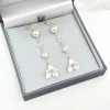 Beads & Beyond Pearl Jewellery | Silver Wedding Jewellery*Dewdrop Long Floral Drop Earrings Ivory/ Silver