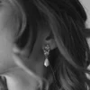 Lace & Favour Bride Gifts | Pearl Jewellery*Divine Silver Cubic Zirconia and Teardrop Pearl Earrings Ivory/ Silver