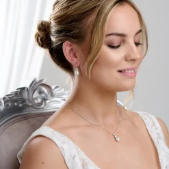 Lace & Favour Bridesmaid Gifts | Bride Gifts*Dolci Crystal and Teardrop Pearl Bridal Jewellery Set Ivory/ Silver