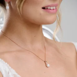Lace & Favour Bridesmaid Gifts | Bride Gifts*Dolci Rose Gold Teardrop Pearl Pendant Necklace