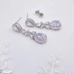 Lace & Favour Silver Prom Jewellery | Prom Earrings*Dominica Cubic Zirconia Drop Earrings Silver