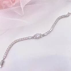 Lace & Favour Silver Prom Jewellery | Prom Bracelets*Dorchester Vintage Inspired Crystal Wedding Bracelet Silver