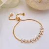 Lace & Favour Gold Prom Jewellery | Prom Bracelets*Dotty Gold Crystal Leaves Adjustable Bracelet