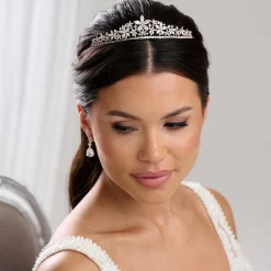 Lace & Favour Prom Headbands & Tiaras | Crystal Hair Accessories*Downton Floral Cubic Zirconia Crystal Wedding Tiara Gold