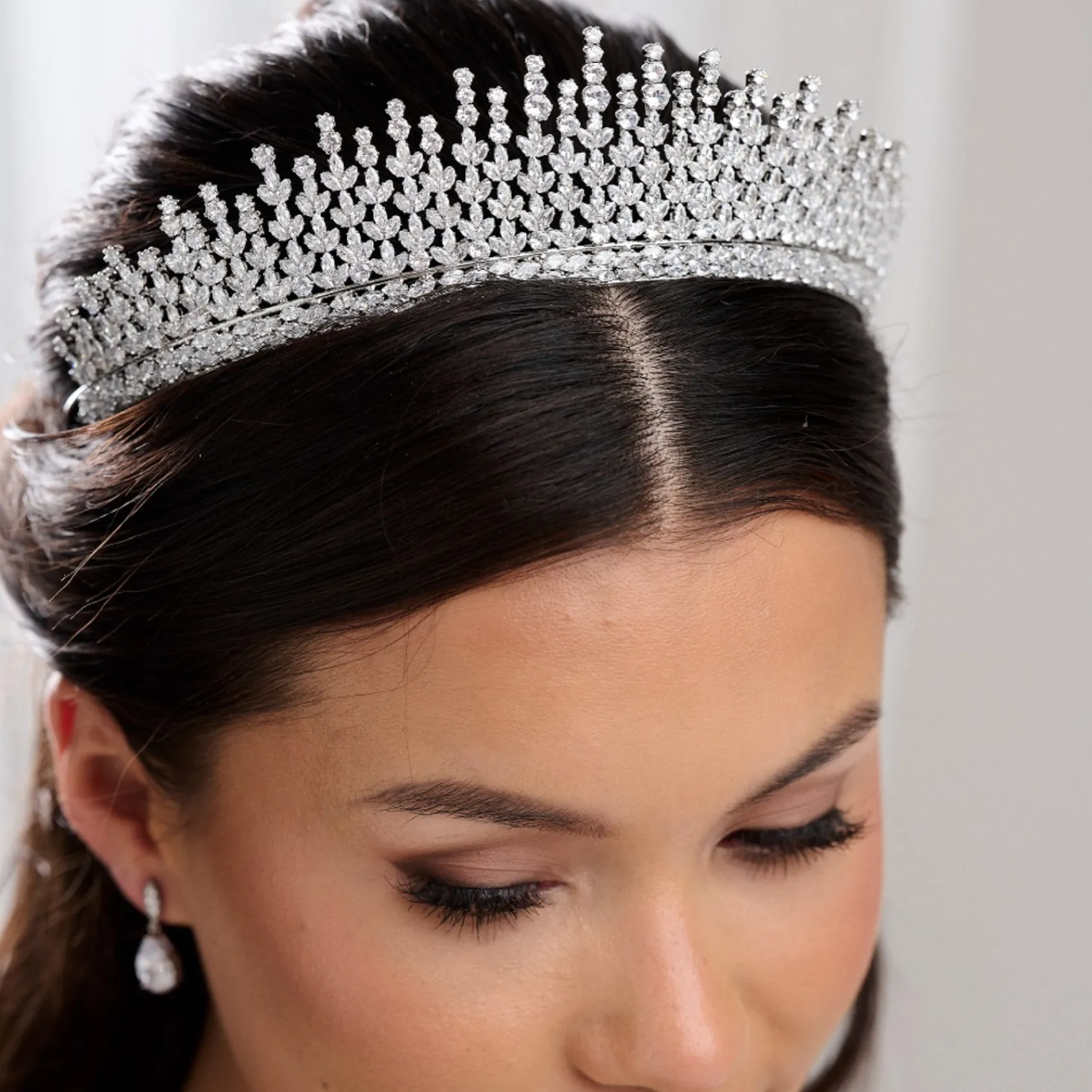Lace & Favour Crystal Hair Accessories | Silver Hair Accessories*Dubai Statement Cubic Zirconia Bridal Crown Silver