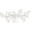 Lace & Favour Pearl Hair Accessories | Silver Hair Accessories*Edelweiss Ivory Porcelain Flowers and Pearl Wedding Hair Comb Ivory/ Silver
